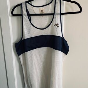 Tracksmith Mesh Singlet in White and Navy